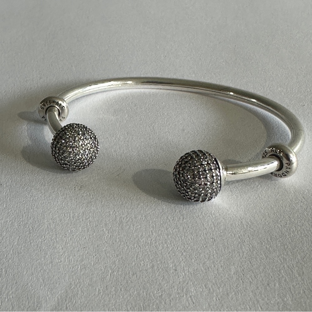New Authentic Pandora Open Bangle Silver Pave Bal… - image 2